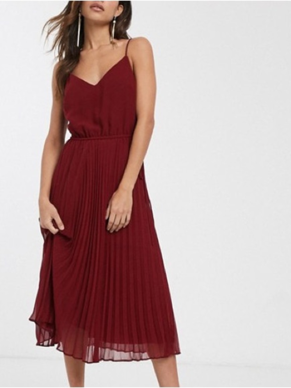 Brand New - Aritzia Wilfred Beaune Spaghetti Strap Pleated Wrap Dress Row Red